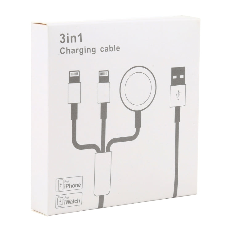 For iPhone / Apple Watch 3 In 1 8 Pin + Type-C / USB-C + Magnetic Charging Base Multi-function Charging Cable, Length: 1m