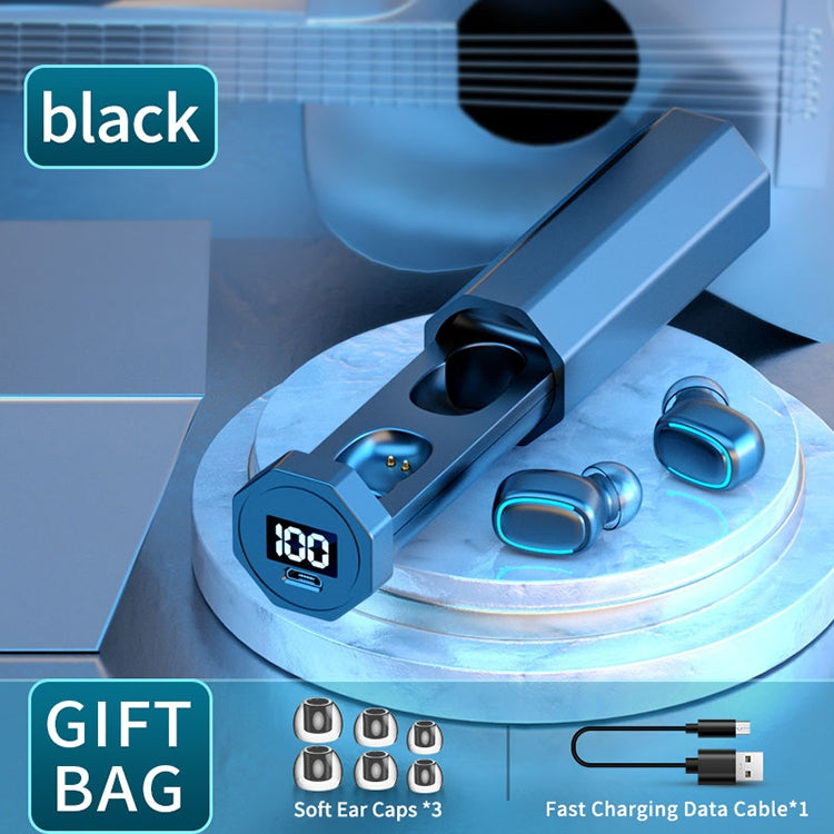 C1 Bluetooth 5.0 TWS Touch Polygonal Digital Display True Wireless Bluetooth Earphone with Charging Box