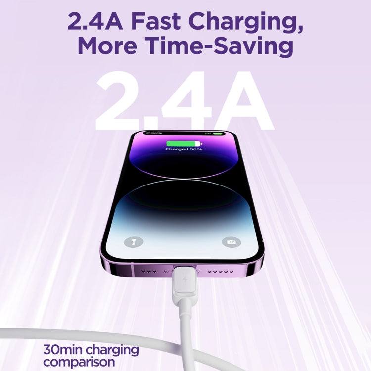 JOYROOM S-AL012A14 Multi-Color Series 2.4A USB to 8 Pin Fast Charging Data Cable, Length:1.2m