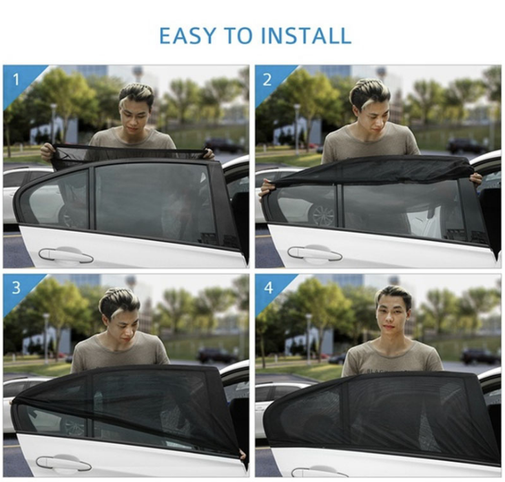 4pcs/set Car Front & Rear Side Window Sun Shade Cover Visor Mesh Shield Sunshade dealonline.co.nz