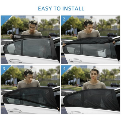 4pcs/set Car Front & Rear Side Window Sun Shade Cover Visor Mesh Shield Sunshade dealonline.co.nz