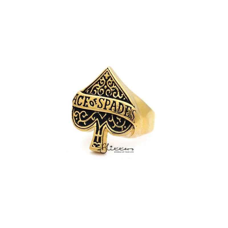18K Gold I.P Stainless Steel Ace of Spades Casting Men's Rings