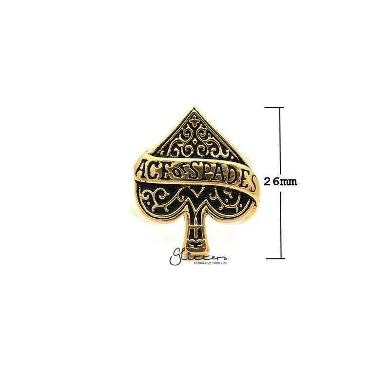 18K Gold I.P Stainless Steel Ace of Spades Casting Men's Rings