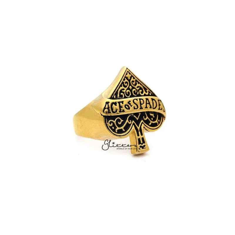 18K Gold I.P Stainless Steel Ace of Spades Casting Men's Rings