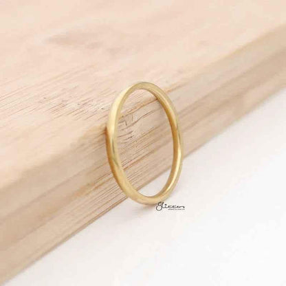 Gold Plated 2mm Wide Glossy Mirror Polished Stainless Steel Plain Band Ring