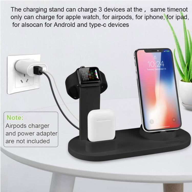 HQ-UD15 Rotatable Wireless Charging Base with Stand for Phones / iWatches / AirPods (Silver)