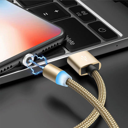 USB to 8 Pin Magnetic Metal Connector Nylon Two-color Braided Magnetic Charging Cable, Cable Length: 1m, 8 Pin