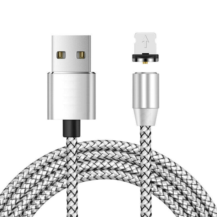 USB to 8 Pin Magnetic Metal Connector Nylon Two-color Braided Magnetic Charging Cable, Cable Length: 1m, 8 Pin