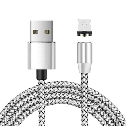 USB to 8 Pin Magnetic Metal Connector Nylon Two-color Braided Magnetic Charging Cable, Cable Length: 1m, 8 Pin