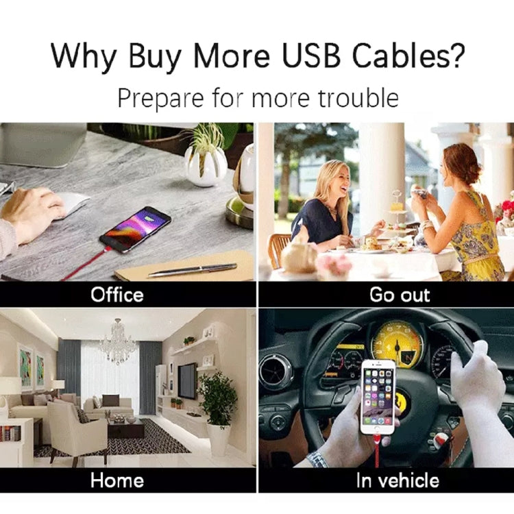 2 in 1 USB to 8 Pin + Micro USB Magnetic Metal Interface Nylon Braided Charging Cable, Length: 1m