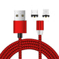 2 in 1 USB to 8 Pin + Micro USB Magnetic Metal Interface Nylon Braided Charging Cable, Length: 1m, 1m