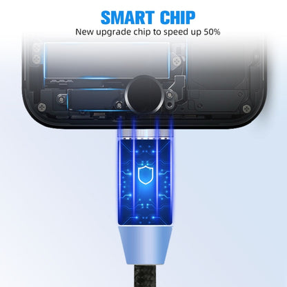 2 in 1 USB to 8 Pin + Micro USB Magnetic Metal Interface Nylon Braided Charging Cable, Length: 1m, 1m