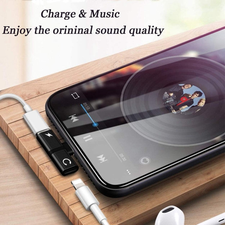 Zs-18182 2 PCS 2 in 1 8 Pin Male to 8 Pin Charging + 8 Pin Audio Female Connector Earphone Adapter, Supports Call & Volume Control, Compatible with IOS 13 System