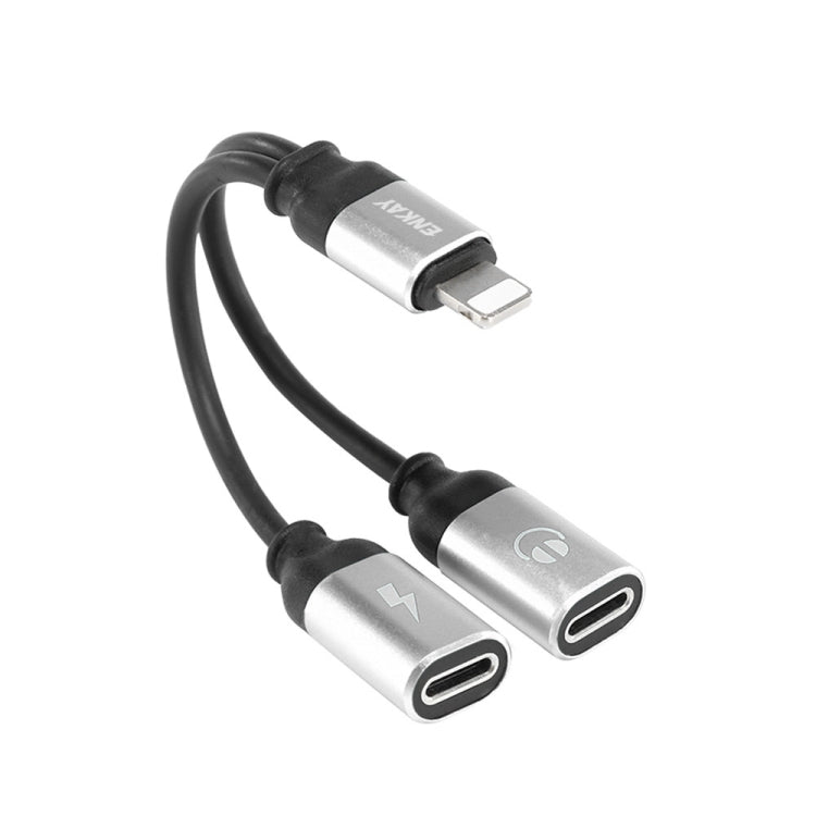 ENKAY ENK-AT104 8 Pin to Dual 8 Pin Charging Listen to Songs Aluminum Alloy Adapter Conversion Cable