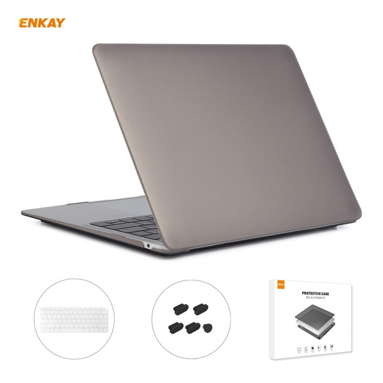 ENKAY 3 in 1 Matte Laptop Protective Case + US Version TPU Keyboard Film + Anti-dust Plugs Set for MacBook Air 13.3 inch A1932 (2018)