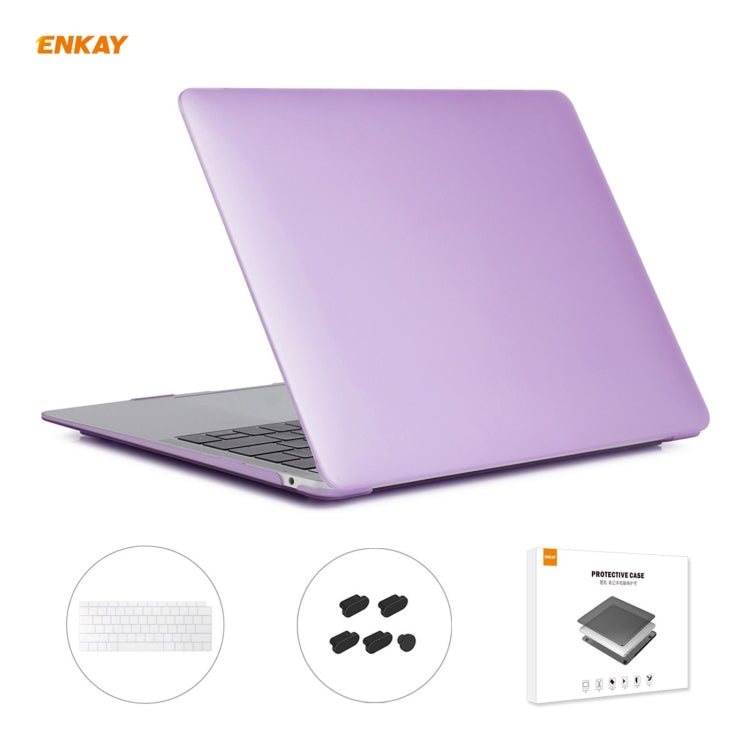 ENKAY 3 in 1 Matte Laptop Protective Case + US Version TPU Keyboard Film + Anti-dust Plugs Set for MacBook Air 13.3 inch A1932 (2018)
