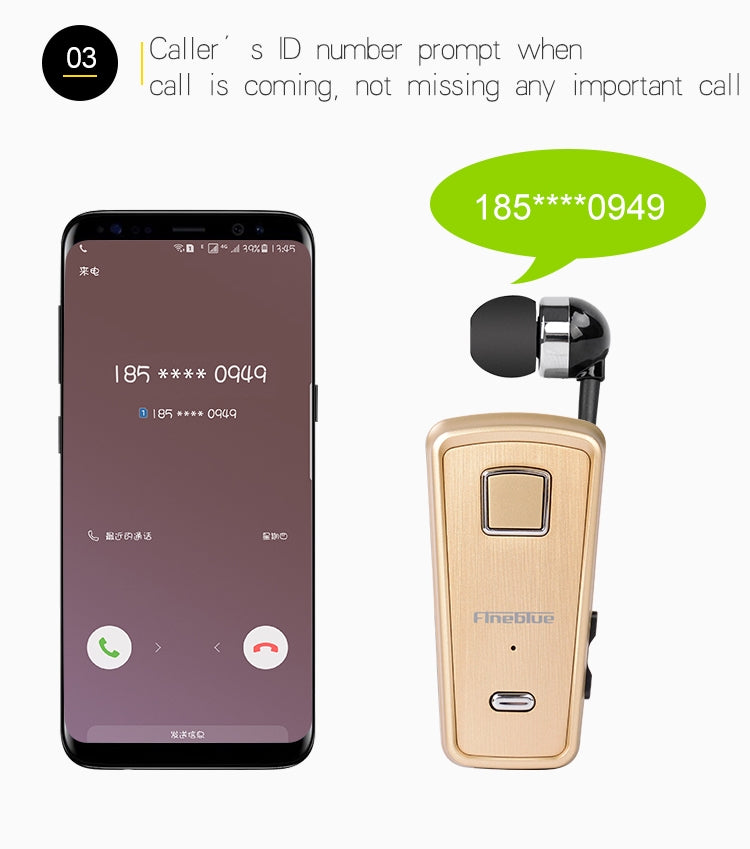 F980 CSR4.1 Retractable Cable Caller Vibration Reminder Anti-theft Bluetooth Headset