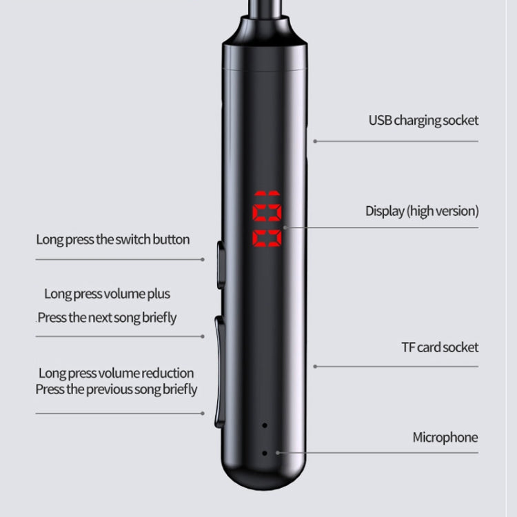 960 Neckband Magnetic Stereo Headphone with LED Display Support TF Card