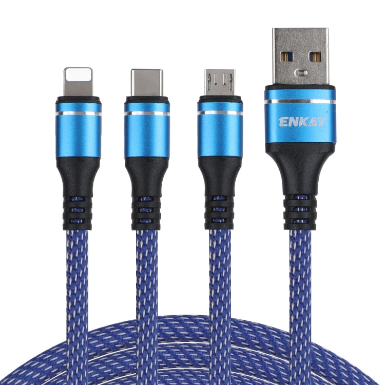 ENKAY ENK-CB121 1.5m 3 in 1 USB 3.0 to Type-C / 8 Pin / Micro USB 5A Fast Charging Cable