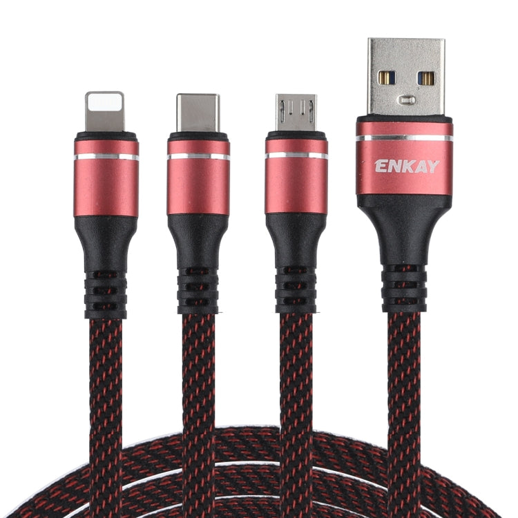 ENKAY ENK-CB121 1.5m 3 in 1 USB 3.0 to Type-C / 8 Pin / Micro USB 5A Fast Charging Cable