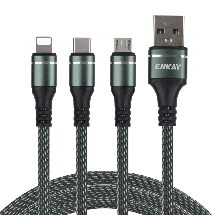 ENKAY ENK-CB121 1.5m 3 in 1 USB 3.0 to Type-C / 8 Pin / Micro USB 5A Fast Charging Cable
