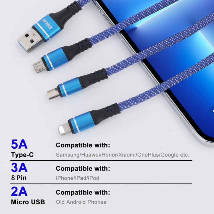 ENKAY ENK-CB121 1.5m 3 in 1 USB 3.0 to Type-C / 8 Pin / Micro USB 5A Fast Charging Cable
