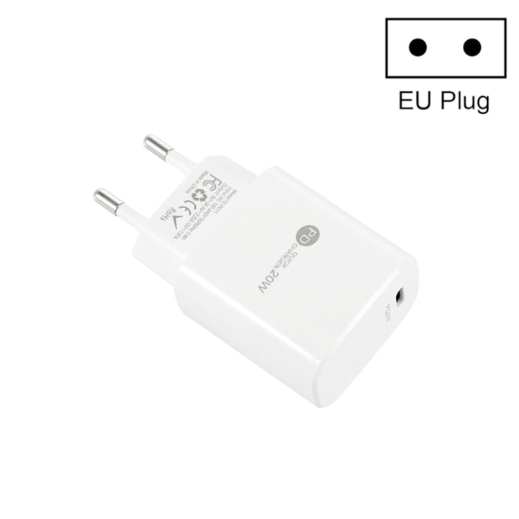 PD11 Mini Single Port PD3.0 USB-C / Type-C 20W Fast Charger for iPhone / iPad Series, EU Plug