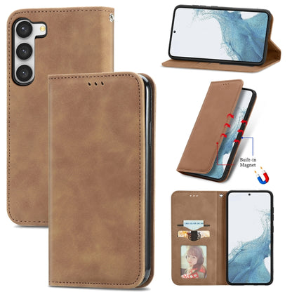 Retro Skin Feel Magnetic Leather Phone Case, For Samsung Galaxy A05s 4G, For Samsung Galaxy A25 5G, For Samsung Galaxy S23 FE 5G, For Samsung Galaxy A24 5G, For Samsung Galaxy S23 Ultra 5G, For Samsung Galaxy S23+ 5G, For Samsung Galaxy S23 5G         ...
