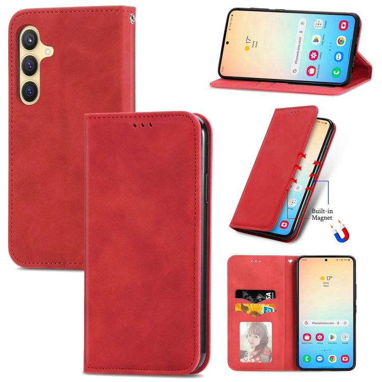 Retro Skin Feel Magnetic Leather Phone Case, For Samsung Galaxy XCover 7, For Samsung Galaxy A55 5G, For Samsung Galaxy A35 5G, For Samsung Galaxy S24 Ultra 5G, For Samsung Galaxy S24+ 5G, For Samsung Galaxy S24 5G, For Samsung Galaxy A15              ...