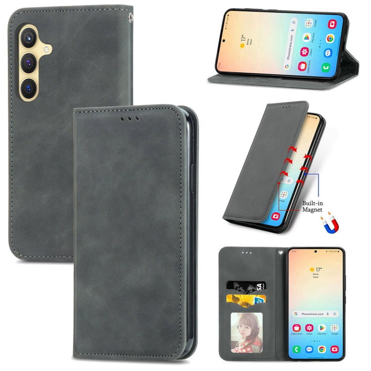 Retro Skin Feel Magnetic Leather Phone Case, For Samsung Galaxy XCover 7, For Samsung Galaxy A55 5G, For Samsung Galaxy A35 5G, For Samsung Galaxy S24 Ultra 5G, For Samsung Galaxy S24+ 5G, For Samsung Galaxy S24 5G, For Samsung Galaxy A15              ...