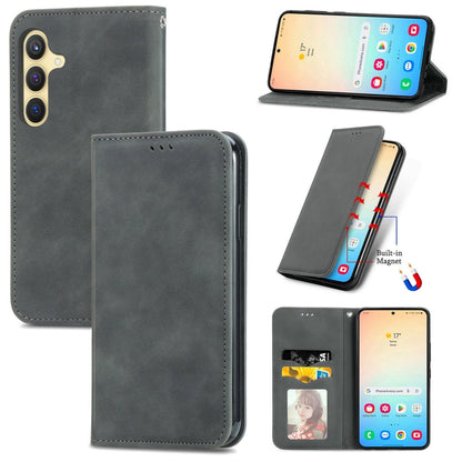 Retro Skin Feel Magnetic Leather Phone Case, For Samsung Galaxy XCover 7, For Samsung Galaxy A55 5G, For Samsung Galaxy A35 5G, For Samsung Galaxy S24 Ultra 5G, For Samsung Galaxy S24+ 5G, For Samsung Galaxy S24 5G, For Samsung Galaxy A15              ...