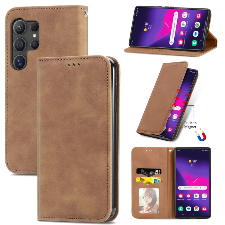 Retro Skin Feel Magnetic Leather Phone Case, For Samsung Galaxy XCover 7, For Samsung Galaxy A55 5G, For Samsung Galaxy A35 5G, For Samsung Galaxy S24 Ultra 5G, For Samsung Galaxy S24+ 5G, For Samsung Galaxy S24 5G, For Samsung Galaxy A15              ...