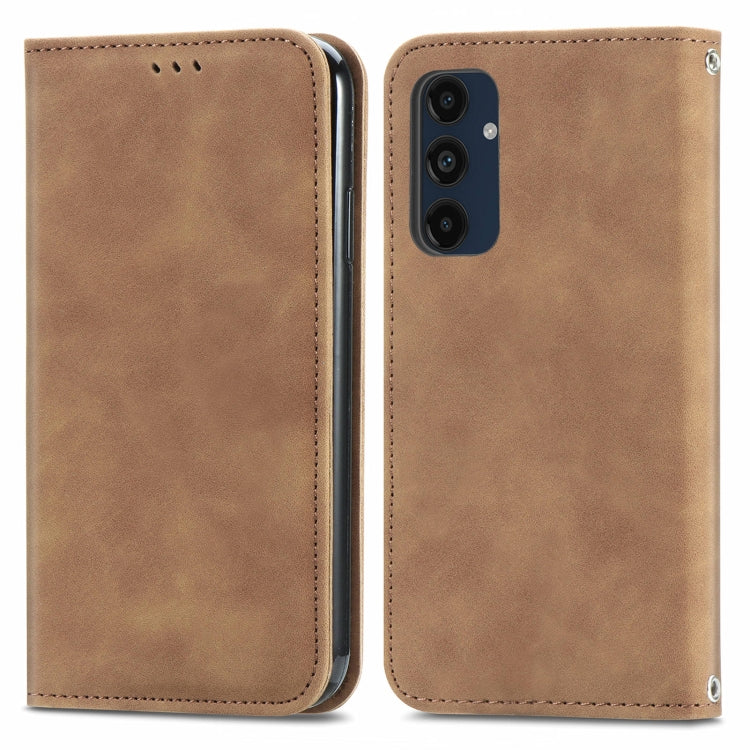 Retro Skin Feel Magnetic Leather Phone Case, For Galaxy S25+ 5G, For Galaxy S25 Ultra 5G, For Galaxy A16, For Galaxy A06, For Galaxy S24 FE 5G, For Samsung Galaxy M35, For Samsung Galaxy M14 4G, For Samsung Galaxy M15