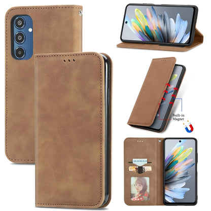 Retro Skin Feel Magnetic Leather Phone Case, For Galaxy S25+ 5G, For Galaxy S25 Ultra 5G, For Galaxy A16, For Galaxy A06, For Galaxy S24 FE 5G, For Samsung Galaxy M35, For Samsung Galaxy M14 4G, For Samsung Galaxy M15