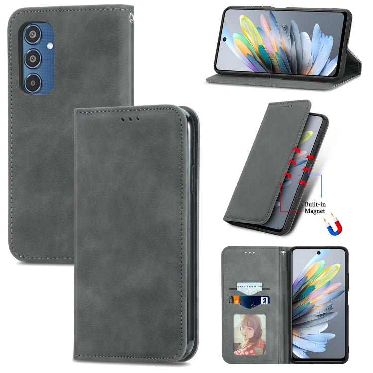 Retro Skin Feel Magnetic Leather Phone Case, For Galaxy S25+ 5G, For Galaxy S25 Ultra 5G, For Galaxy A16, For Galaxy A06, For Galaxy S24 FE 5G, For Samsung Galaxy M35, For Samsung Galaxy M14 4G, For Samsung Galaxy M15