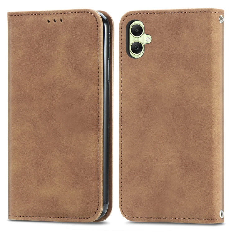 Retro Skin Feel Magnetic Leather Phone Case, For Galaxy S25+ 5G, For Galaxy S25 Ultra 5G, For Galaxy A16, For Galaxy A06, For Galaxy S24 FE 5G, For Samsung Galaxy M35, For Samsung Galaxy M14 4G, For Samsung Galaxy M15