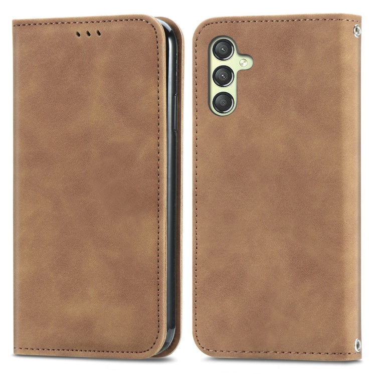 Retro Skin Feel Magnetic Leather Phone Case, For Samsung Galaxy A05s 4G, For Samsung Galaxy A25 5G, For Samsung Galaxy S23 FE 5G, For Samsung Galaxy A24 5G, For Samsung Galaxy S23 Ultra 5G, For Samsung Galaxy S23+ 5G, For Samsung Galaxy S23 5G         ...