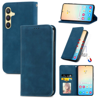 Retro Skin Feel Magnetic Leather Phone Case, For Galaxy S25+ 5G, For Galaxy S25 Ultra 5G, For Galaxy A16, For Galaxy A06, For Galaxy S24 FE 5G, For Samsung Galaxy M35, For Samsung Galaxy M14 4G, For Samsung Galaxy M15