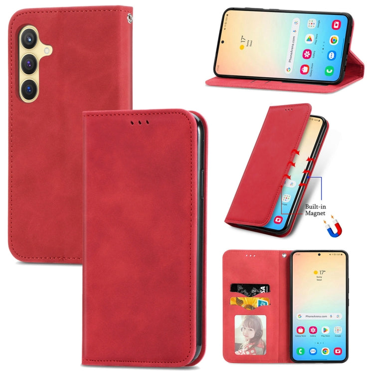 Retro Skin Feel Magnetic Leather Phone Case, For Galaxy S25+ 5G, For Galaxy S25 Ultra 5G, For Galaxy A16, For Galaxy A06, For Galaxy S24 FE 5G, For Samsung Galaxy M35, For Samsung Galaxy M14 4G, For Samsung Galaxy M15