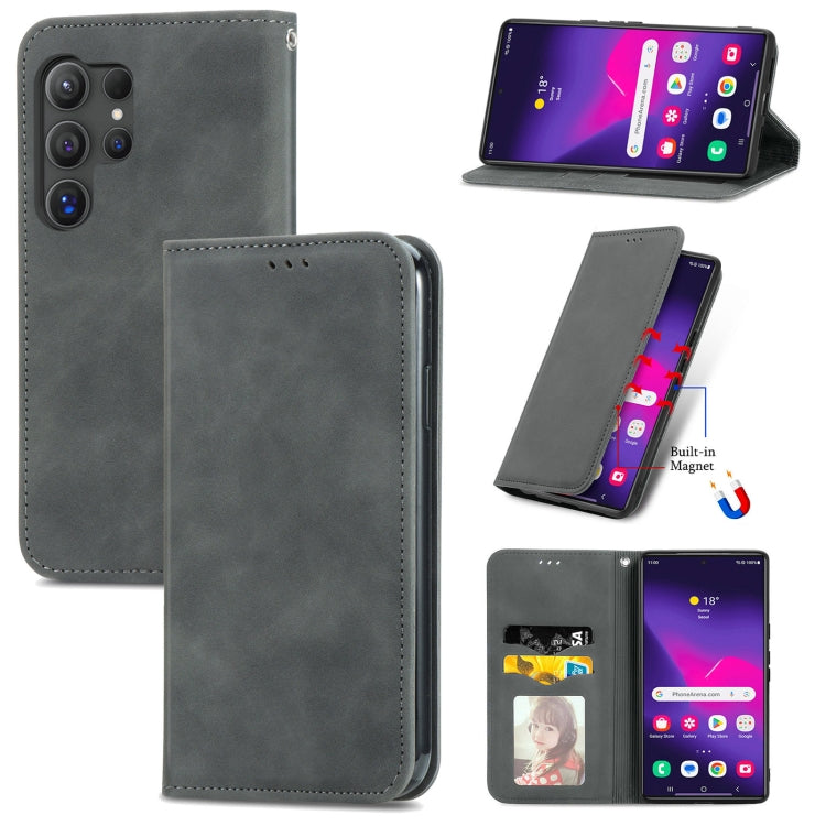 Retro Skin Feel Magnetic Leather Phone Case, For Galaxy S25+ 5G, For Galaxy S25 Ultra 5G, For Galaxy A16, For Galaxy A06, For Galaxy S24 FE 5G, For Samsung Galaxy M35, For Samsung Galaxy M14 4G, For Samsung Galaxy M15