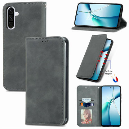 Retro Skin Feel Magnetic Leather Phone Case, For Galaxy S26 FE 5G, For Galaxy S26+ 5G, For Galaxy S26 Ultra 5G, For Galaxy S26 5G, For Galaxy A57 5G, For Galaxy A37 5G, For Galaxy A27 5G, For Galaxy S25 5G