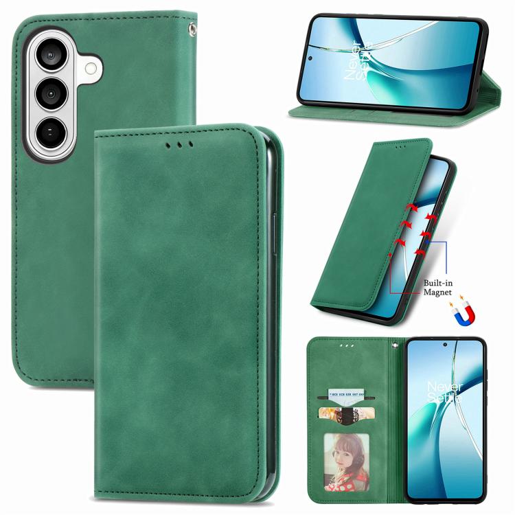 Retro Skin Feel Magnetic Leather Phone Case, For Galaxy S26 FE 5G, For Galaxy S26+ 5G, For Galaxy S26 Ultra 5G, For Galaxy S26 5G, For Galaxy A57 5G, For Galaxy A37 5G, For Galaxy A27 5G, For Galaxy S25 5G