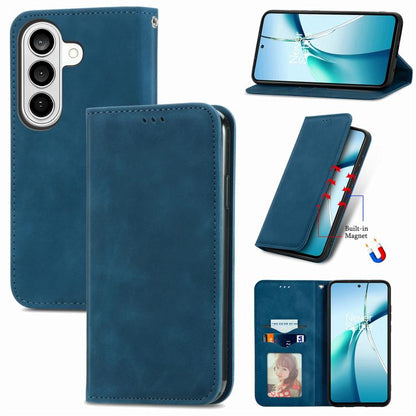 Retro Skin Feel Magnetic Leather Phone Case, For Galaxy S26 FE 5G, For Galaxy S26+ 5G, For Galaxy S26 Ultra 5G, For Galaxy S26 5G, For Galaxy A57 5G, For Galaxy A37 5G, For Galaxy A27 5G, For Galaxy S25 5G