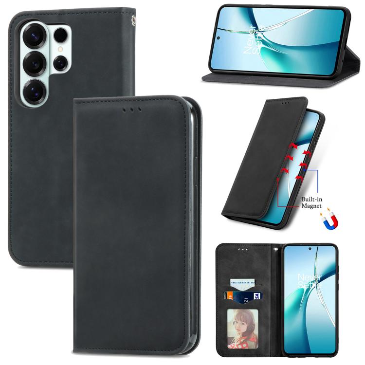 Retro Skin Feel Magnetic Leather Phone Case, For Galaxy S26 FE 5G, For Galaxy S26+ 5G, For Galaxy S26 Ultra 5G, For Galaxy S26 5G, For Galaxy A57 5G, For Galaxy A37 5G, For Galaxy A27 5G, For Galaxy S25 5G