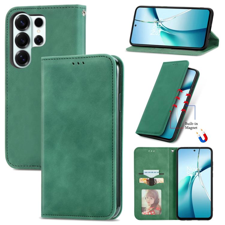 Retro Skin Feel Magnetic Leather Phone Case, For Galaxy S26 FE 5G, For Galaxy S26+ 5G, For Galaxy S26 Ultra 5G, For Galaxy S26 5G, For Galaxy A57 5G, For Galaxy A37 5G, For Galaxy A27 5G, For Galaxy S25 5G