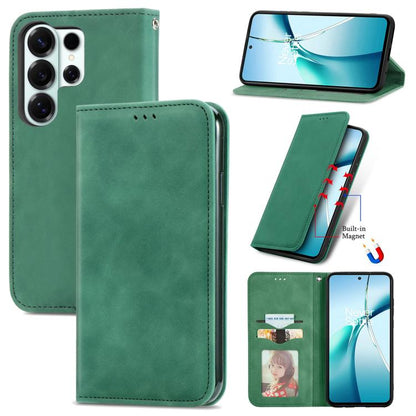Retro Skin Feel Magnetic Leather Phone Case, For Galaxy S26 FE 5G, For Galaxy S26+ 5G, For Galaxy S26 Ultra 5G, For Galaxy S26 5G, For Galaxy A57 5G, For Galaxy A37 5G, For Galaxy A27 5G, For Galaxy S25 5G