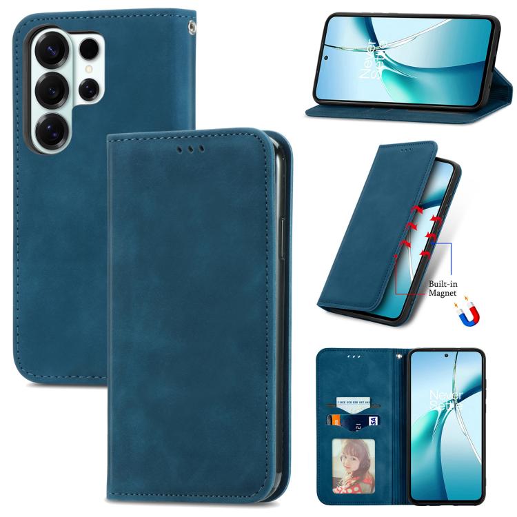 Retro Skin Feel Magnetic Leather Phone Case, For Galaxy S26 FE 5G, For Galaxy S26+ 5G, For Galaxy S26 Ultra 5G, For Galaxy S26 5G, For Galaxy A57 5G, For Galaxy A37 5G, For Galaxy A27 5G, For Galaxy S25 5G