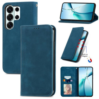 Retro Skin Feel Magnetic Leather Phone Case, For Galaxy S26 FE 5G, For Galaxy S26+ 5G, For Galaxy S26 Ultra 5G, For Galaxy S26 5G, For Galaxy A57 5G, For Galaxy A37 5G, For Galaxy A27 5G, For Galaxy S25 5G