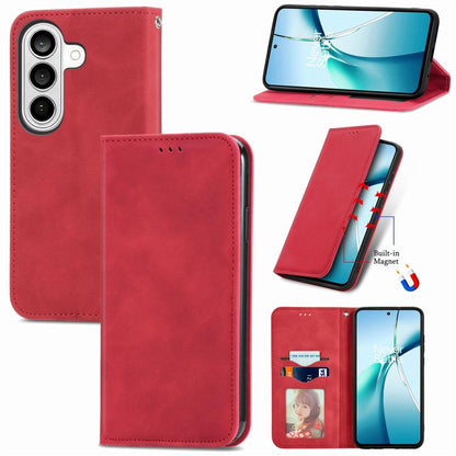 Retro Skin Feel Magnetic Leather Phone Case, For Galaxy S26 FE 5G, For Galaxy S26+ 5G, For Galaxy S26 Ultra 5G, For Galaxy S26 5G, For Galaxy A57 5G, For Galaxy A37 5G, For Galaxy A27 5G, For Galaxy S25 5G