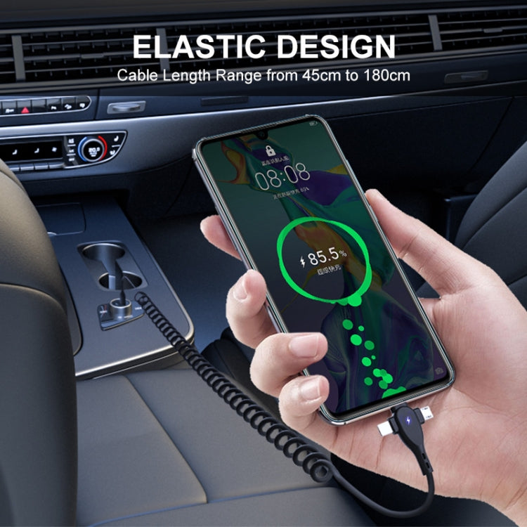 ENKAY Hat-Prince 3 in 1 6A USB to 8Pin+Type-C+Micro USB Supper Fast Charge Spring Cable, Length: 1.8m